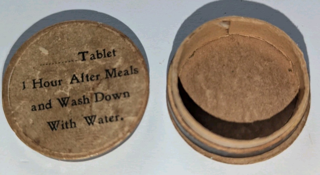 Vintage Cardboard Paper Drug Store Prescription Pill Box w/ Directions