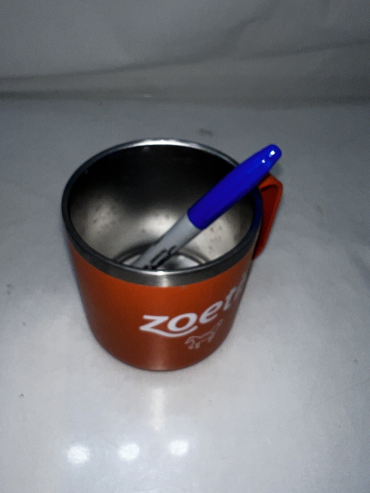 ZOETIS Collectible Orange Metal Coffee Mug Cup 12oz Hand Wash Only