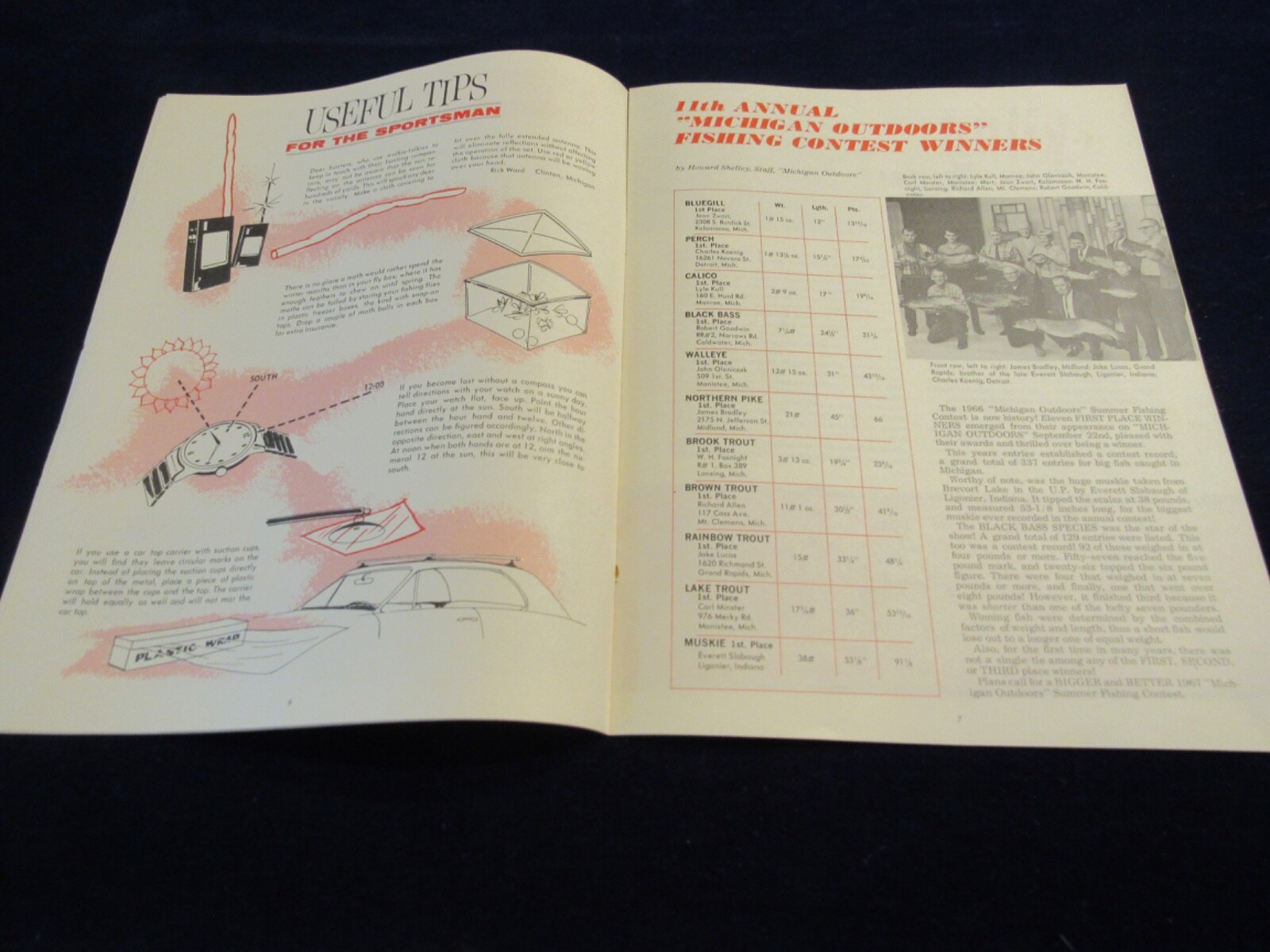 1966 Michigan Outdoors Club Digest w/Annual Fishing Contest Winners info B139