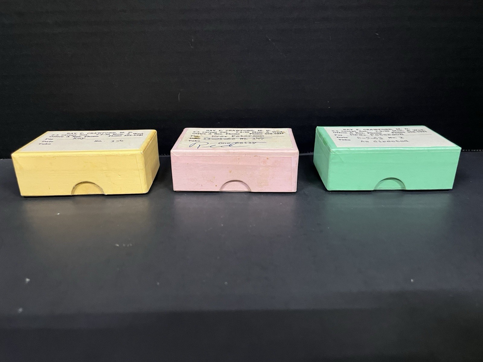 Vintage 1960s Pharmacy Prescription Boxes Dr Ray F Crawford 3 Boxes