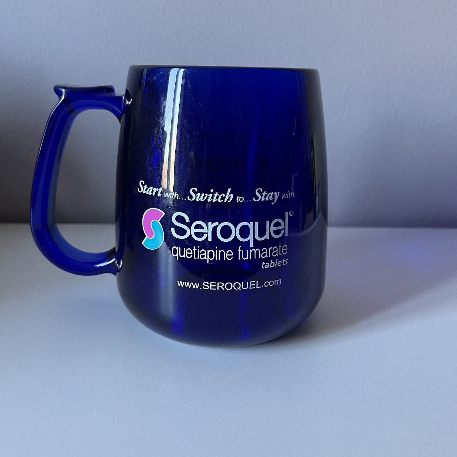 Seroquel Pharmaceutical Drug Rep Blue Coffee Mug Advertising Quetiapine Fumarate