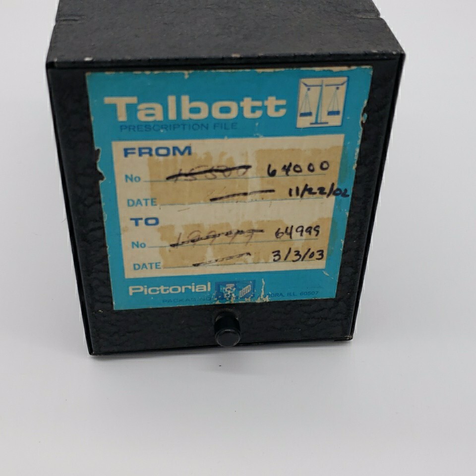 Vintage Talbott Pharmacy Metal RX File Box – Black Industrial Medical Decor