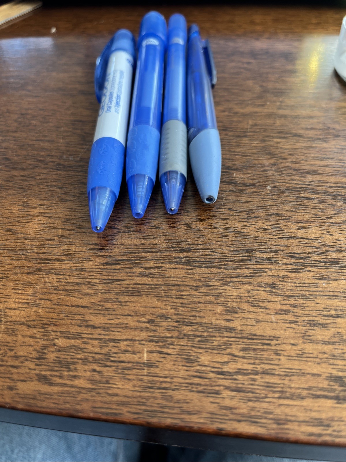 Lot of 4 Geodon Pfizer Medical Drug Rep Pharmaceutical Pens Blue White Gray Grip
