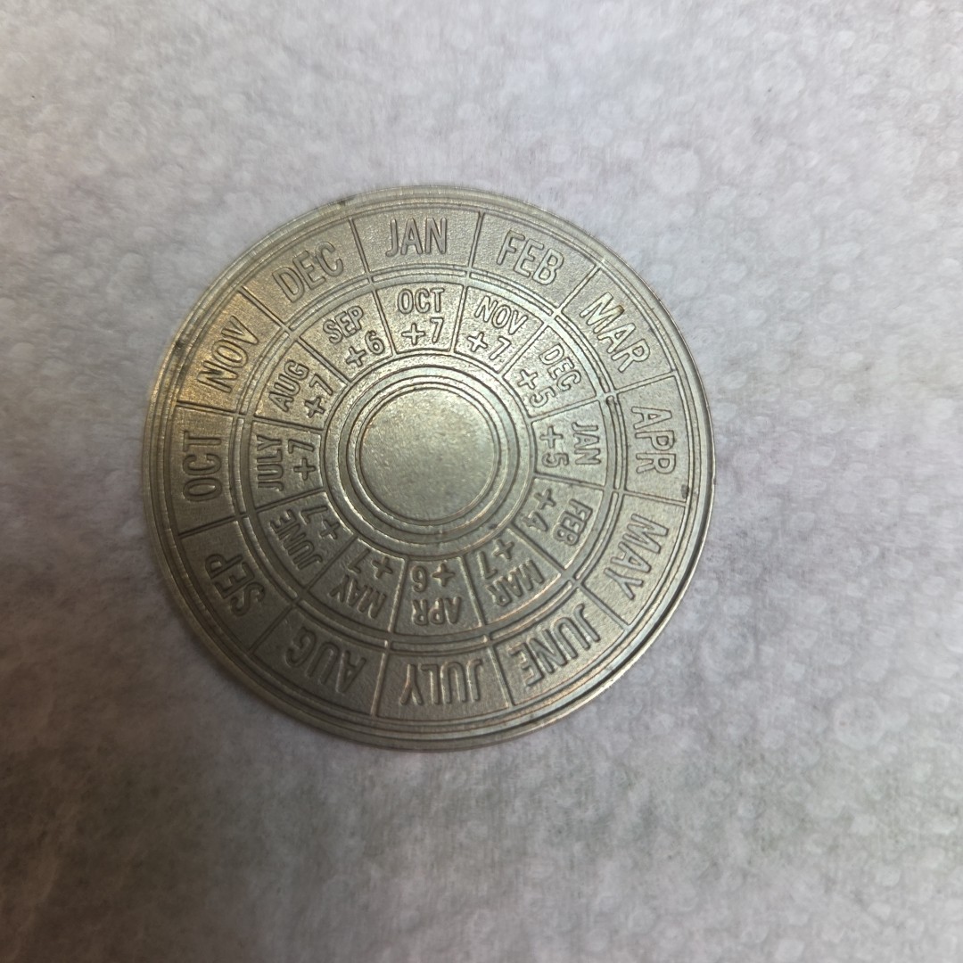 Vintage SQUIBB Pharmaceutical Pregnancy Calendar Obstetrician Silver Color Coin
