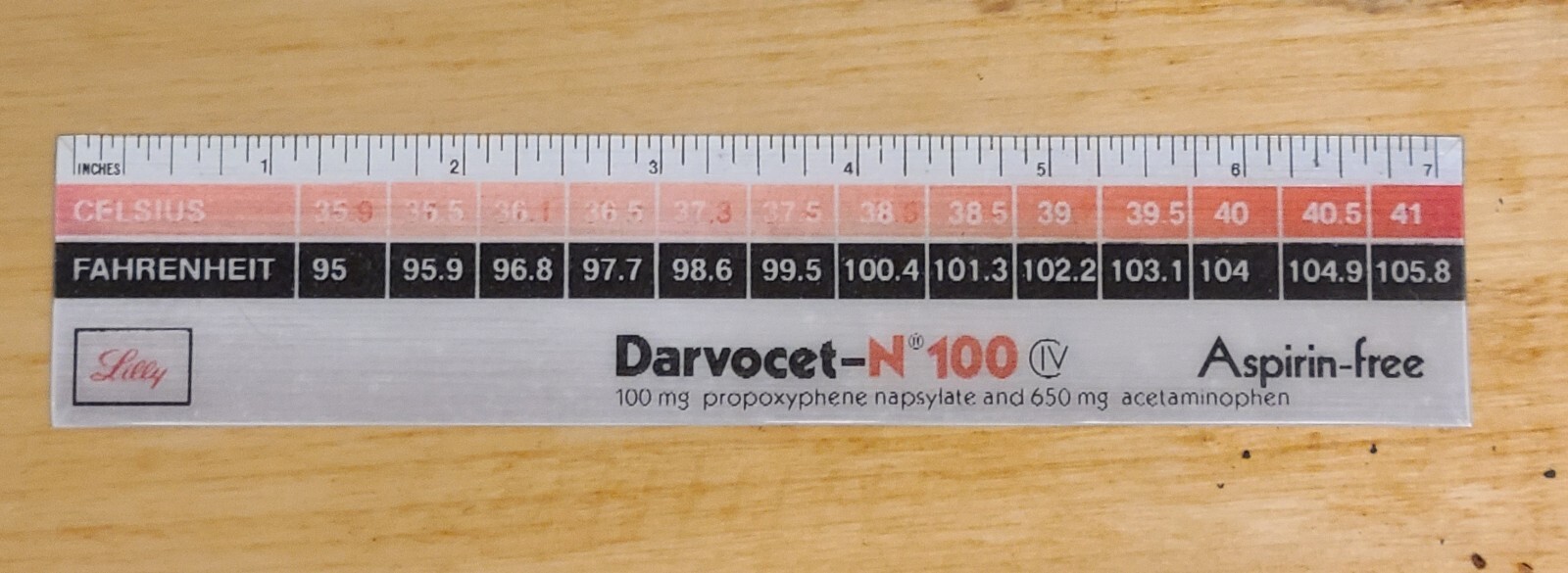 1977 Lilly Darvocet N Promotional Ruler w/ Temperature Conversion Holo – Vintage