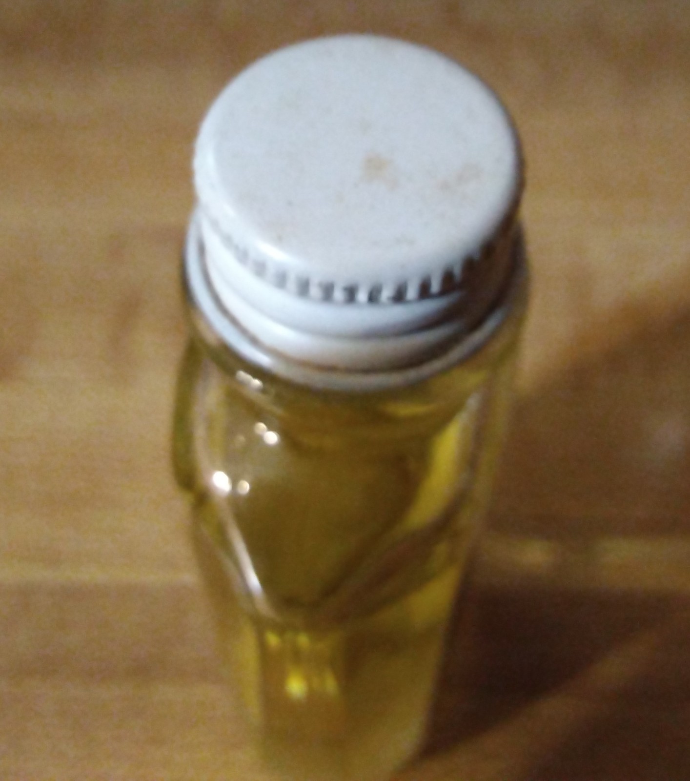 Vtg CUNNINGHAM Sweet Oil Emollient 1oz Glass Mini Glass Bottle 3/4 Full PROP TAG