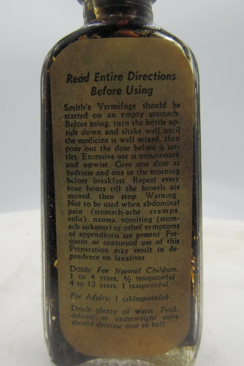 1940’s Smith’s Vermifuge Galenol Co Atlanta Ga 4″ Clear Medicine bottle