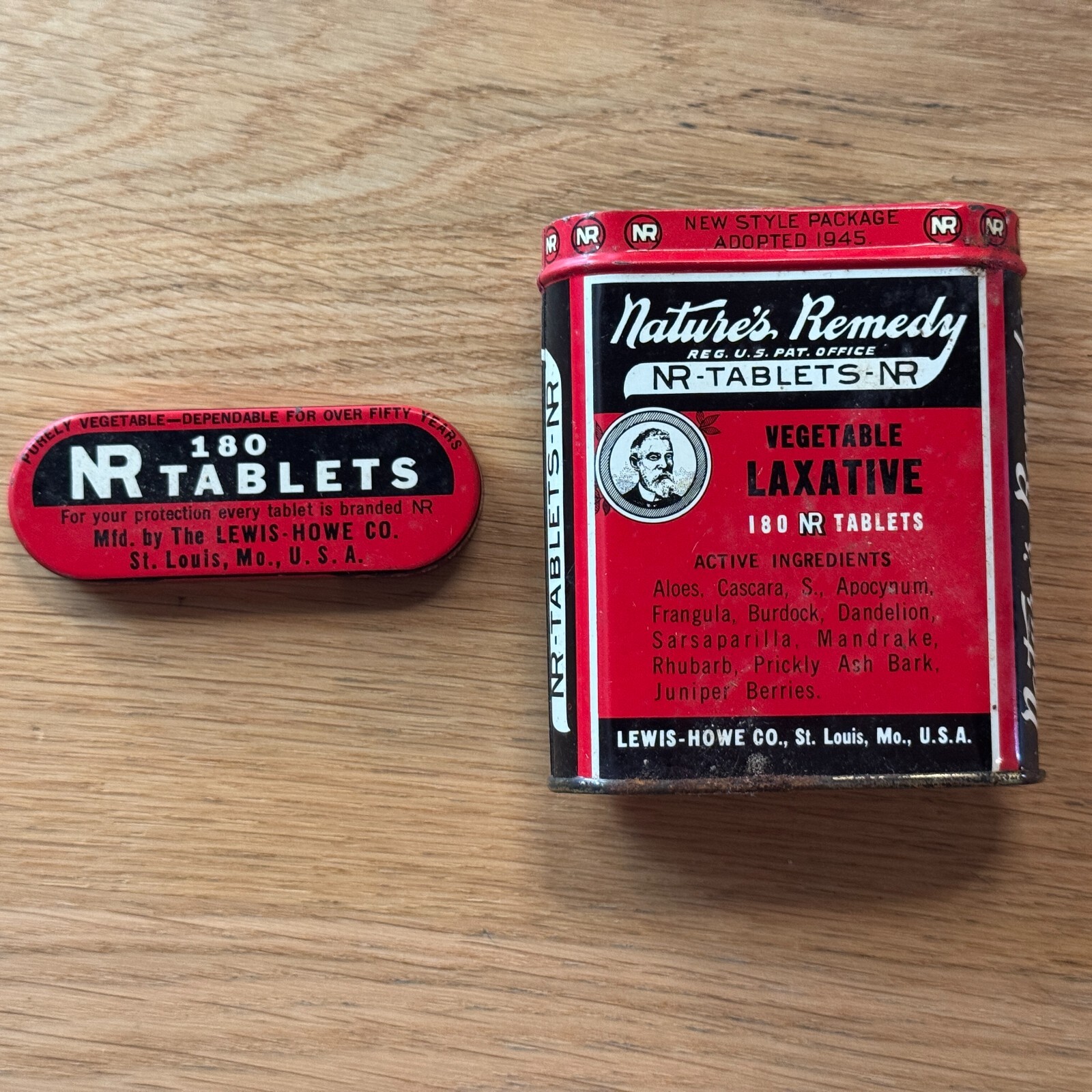 Vintage Nature’s Remedy NR-Tablets Metal Box with Lid, Pharmacy Tin, Circa 1930