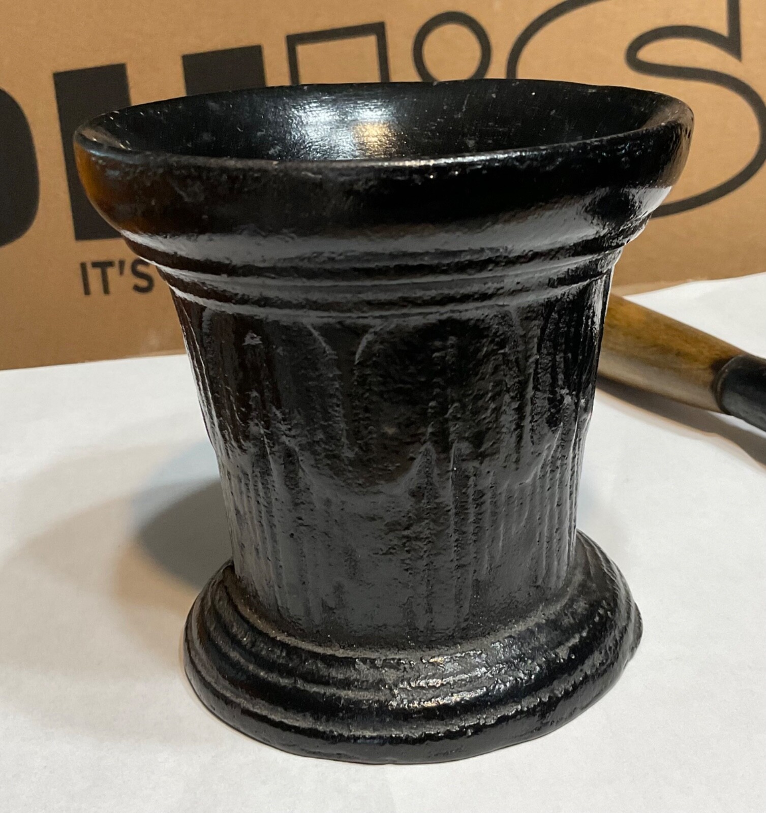 ANTIQUE CAST METAL STEEL MORTAR PESTLE GRINDING BOWL CHEMIST APOTHECARY