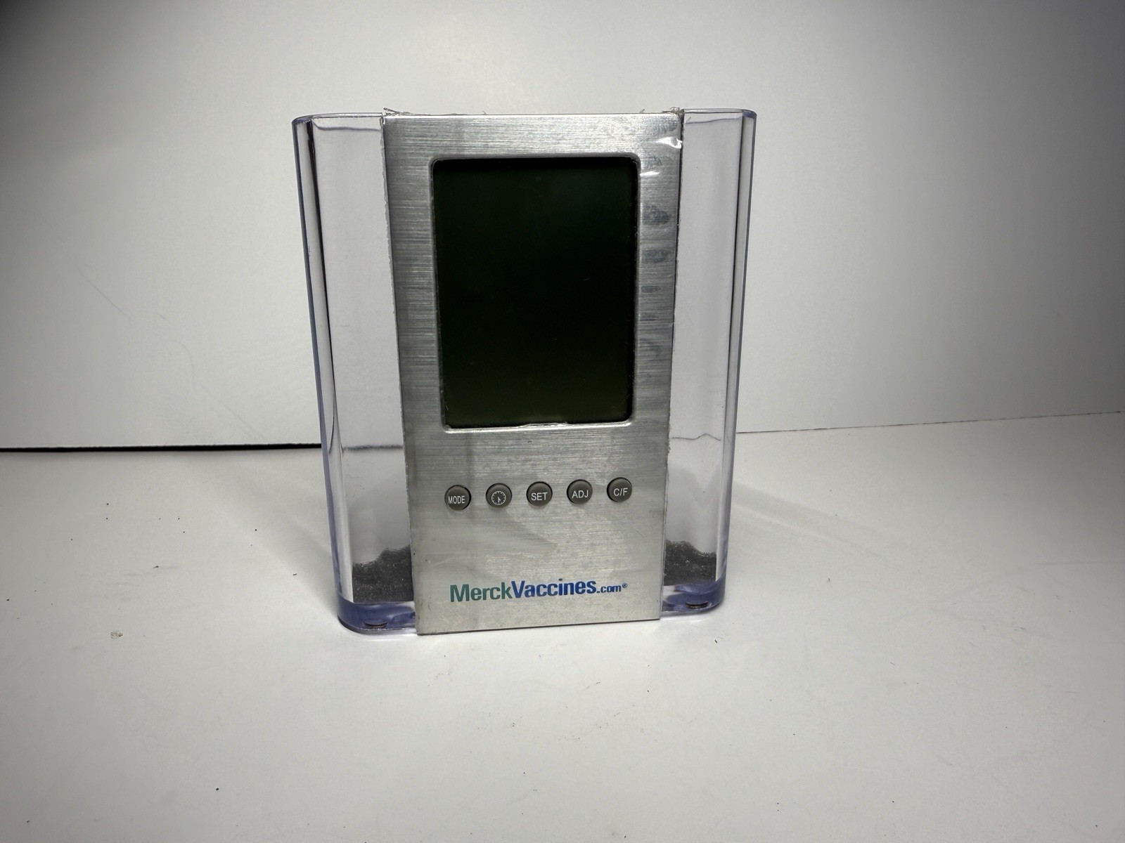 Vintage Merck Vaccines Desk Organizer w/ Digital LCD Clock Thermometer