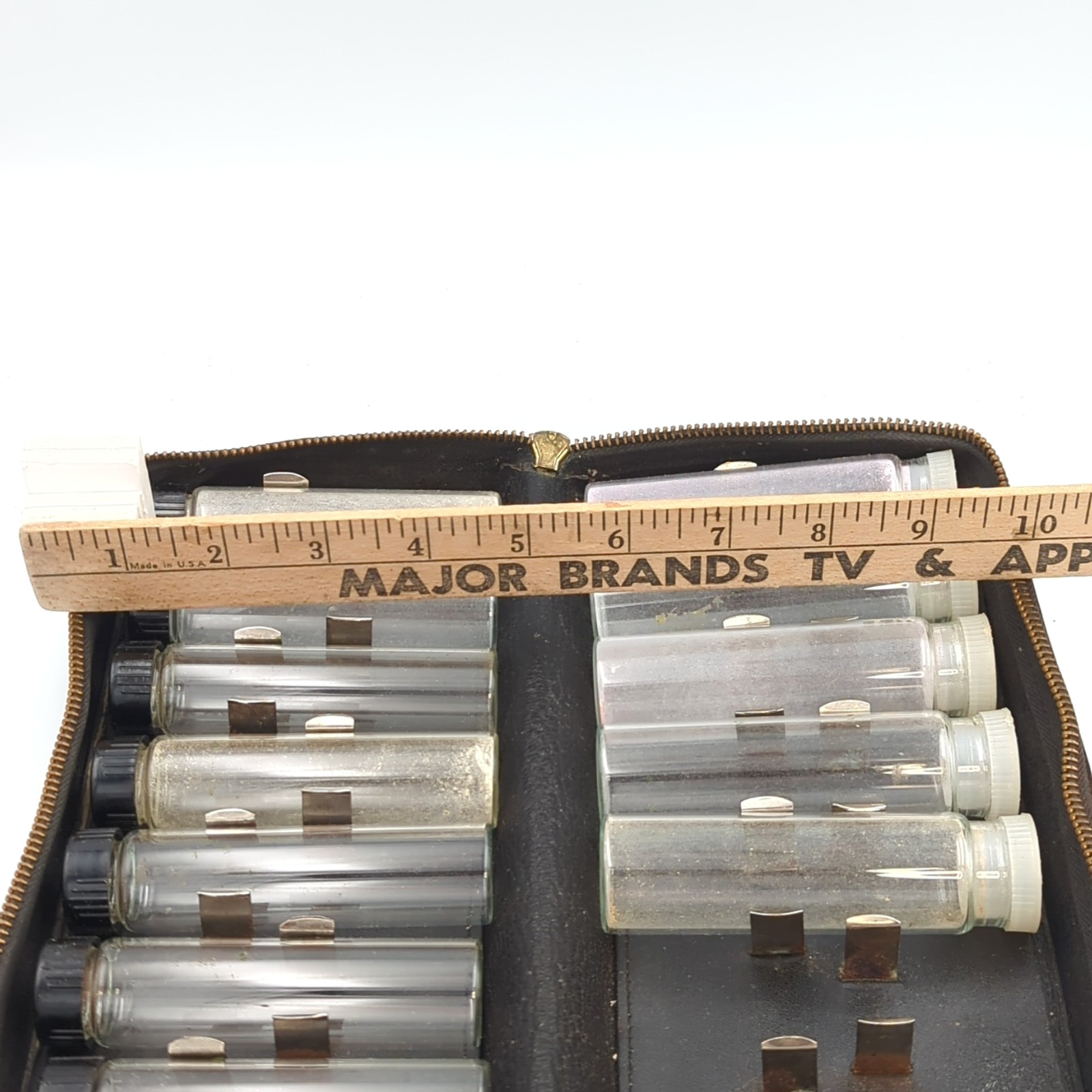 Vintage Medical Apothecary Travel Kit w/14 Glass Vials & Folding Leather Case