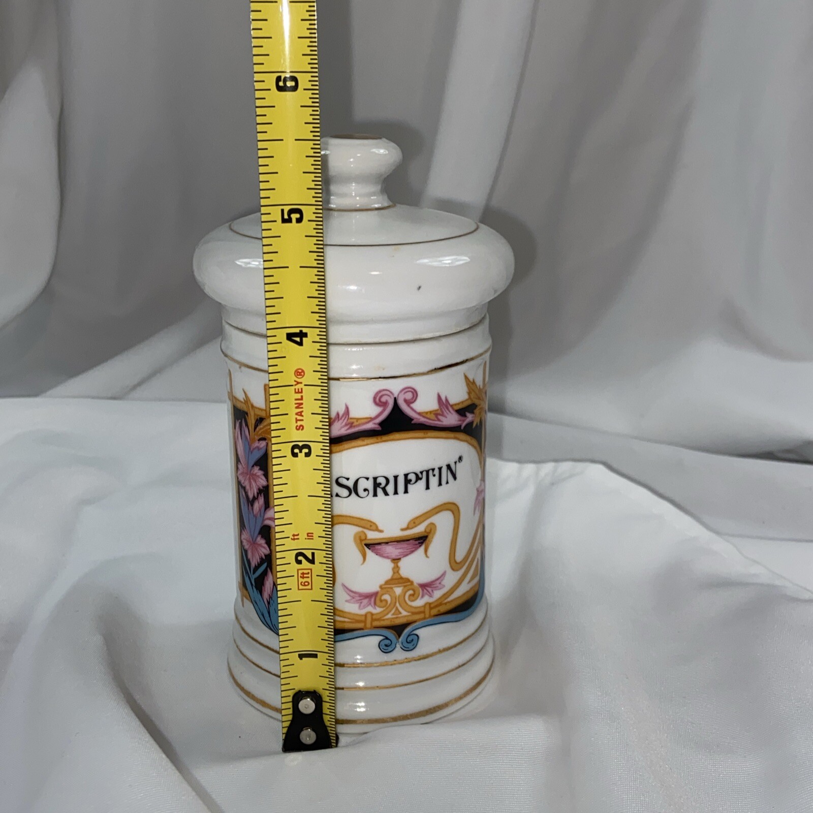 Vintage Porcelain Medicine Pharmacy APOTHECARY Jar with Lid Ascriptin