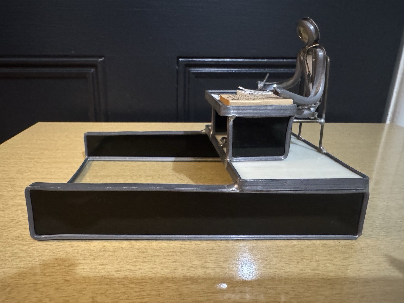 Vtg Carl Goeller Doctor Industrial Note Holder Metal Medical Sculpture Office