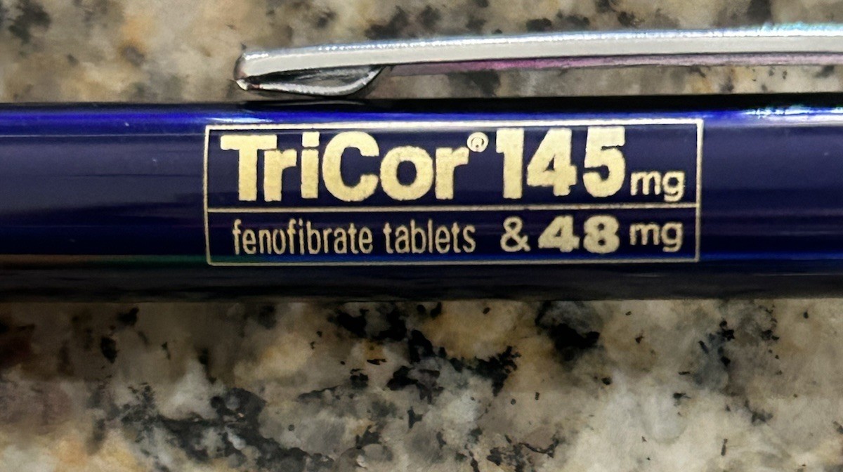 3 NEW PENS Simcor Tricor Promo Drug Rep Giveaways Black Ink Never Used