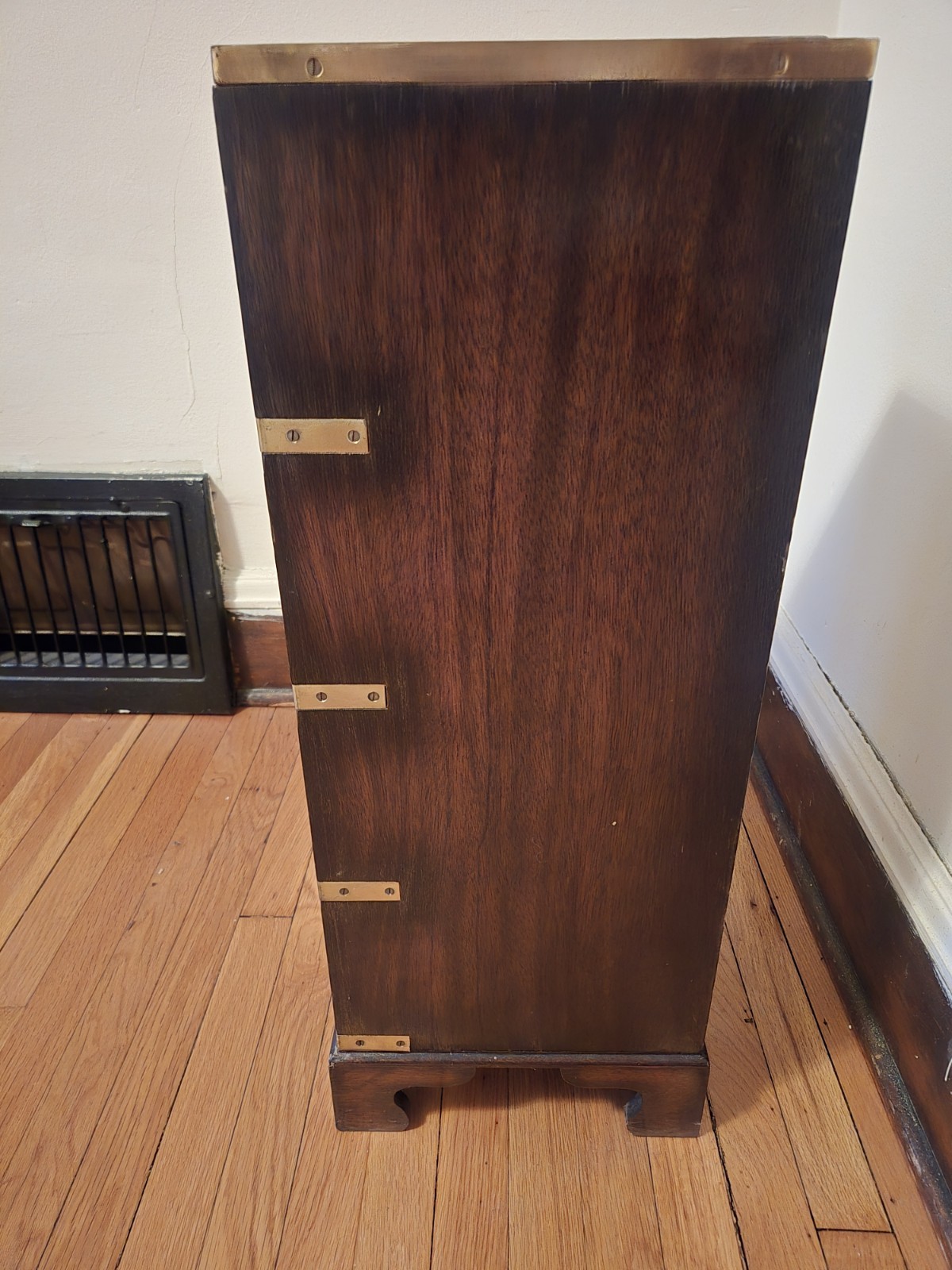 Antique Apothecary Military Campaign Chest Of Drawers with Leather Top