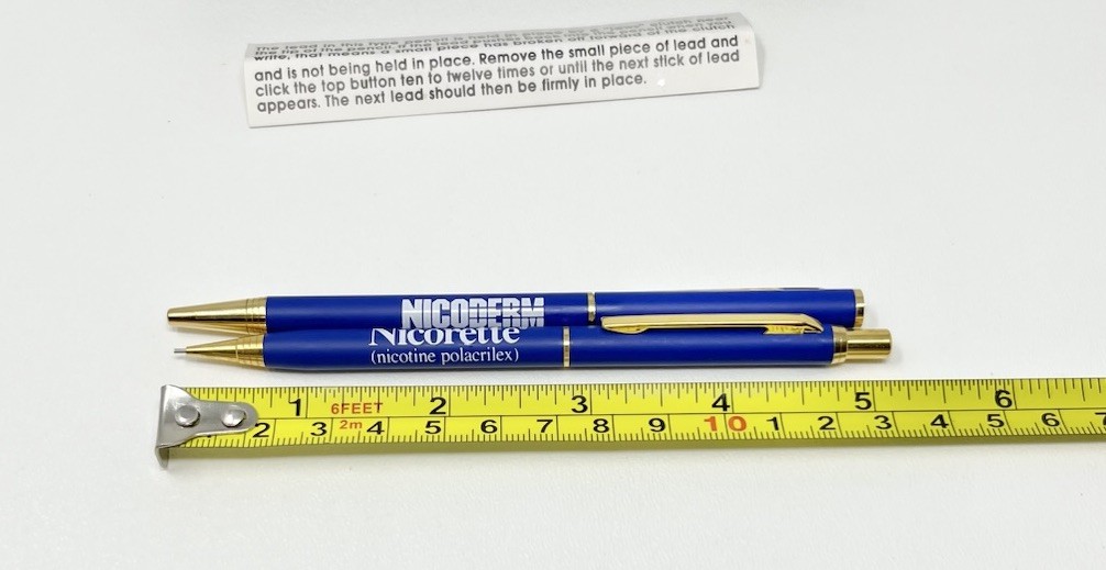 Lot 2 Vintage Drug Representative Nicoderm Nicorette Pen/Pencil Set No Ink As Is