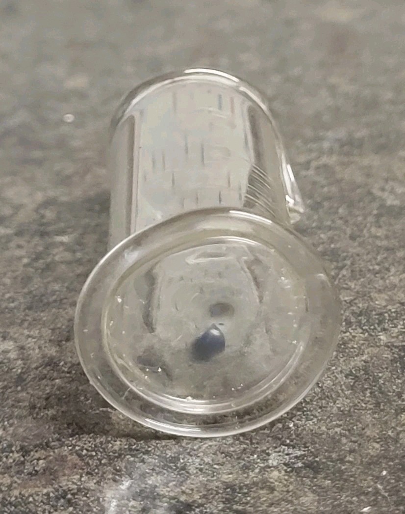 Antique 1800s Medicine Glass Minim Measure In Case 2″ Tall, Etched Glass RARE
