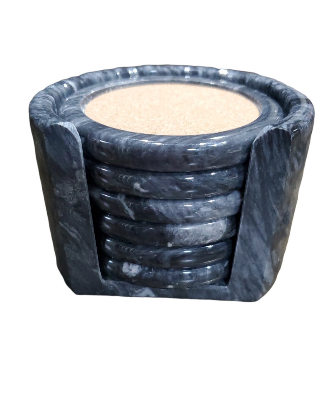 Pfizer Promotional Advertising Marble Coaster Set Of 6 W/ Caddy & Felt