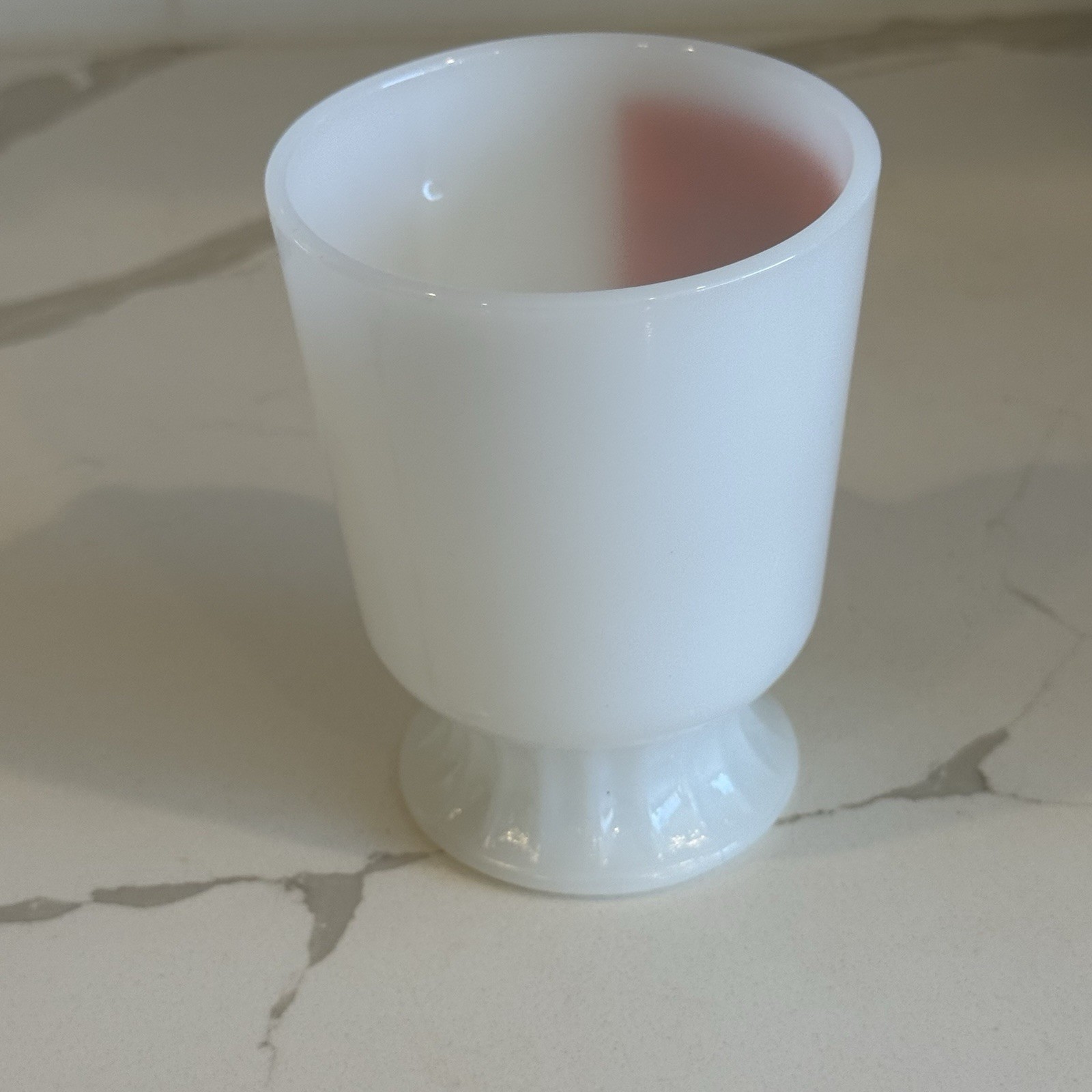 2 Vintage Fire King Anchor Hocking Footed Milk Glass Cup Mug Aetna Betterment 76