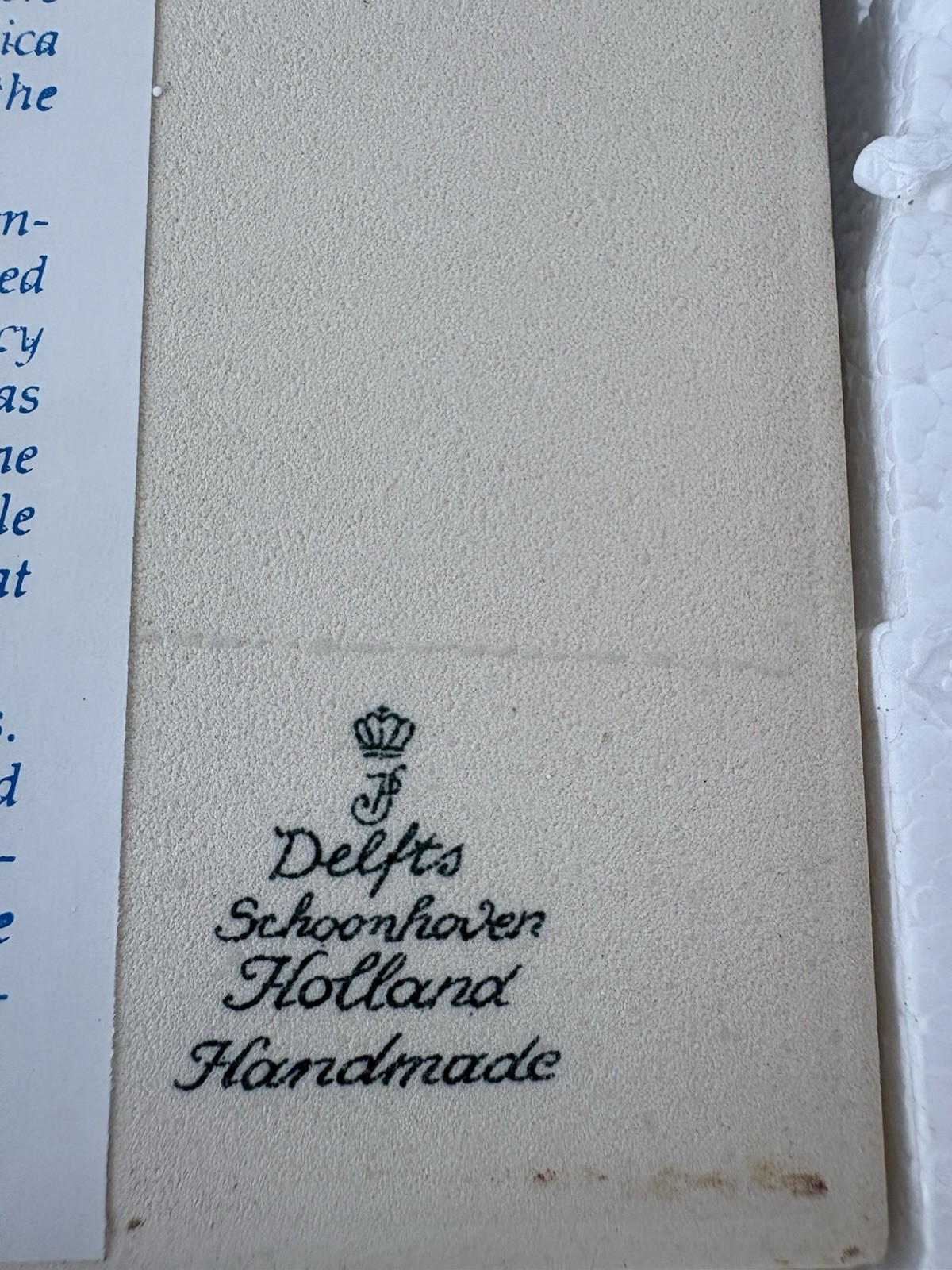 Blue Delft Schoonhoven Holland Handmade Pill Tile 1990 Burroughs Wellcome Co