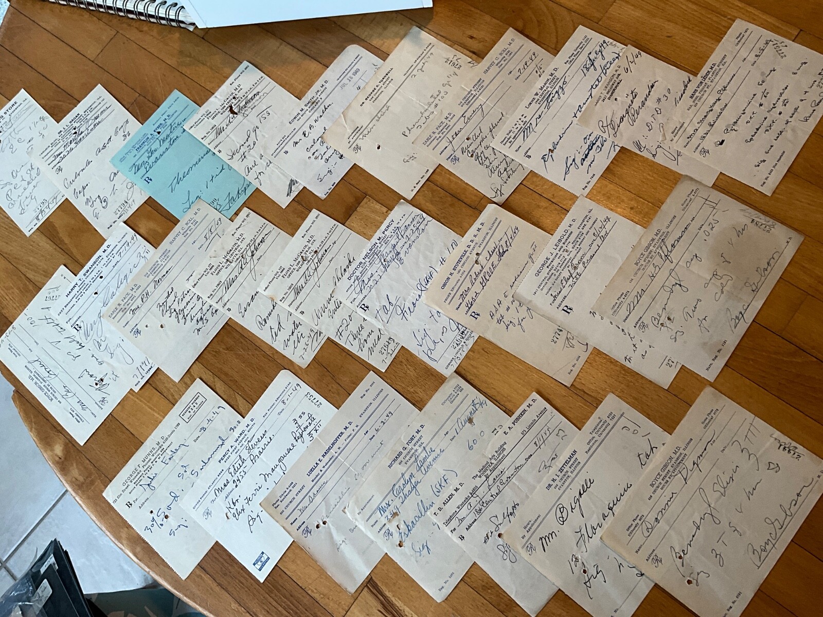 60-Clean Physicians’ Prescriptions/ Unsorted, Hand-Written, Used 1949 / lot A1