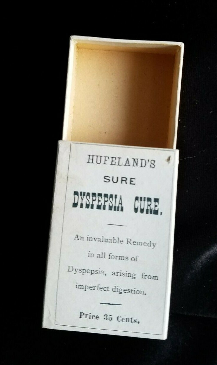 Old Medicine Box Hufeland’s Sure Dyspepsia Cure Graeber & Potter Meriden CT
