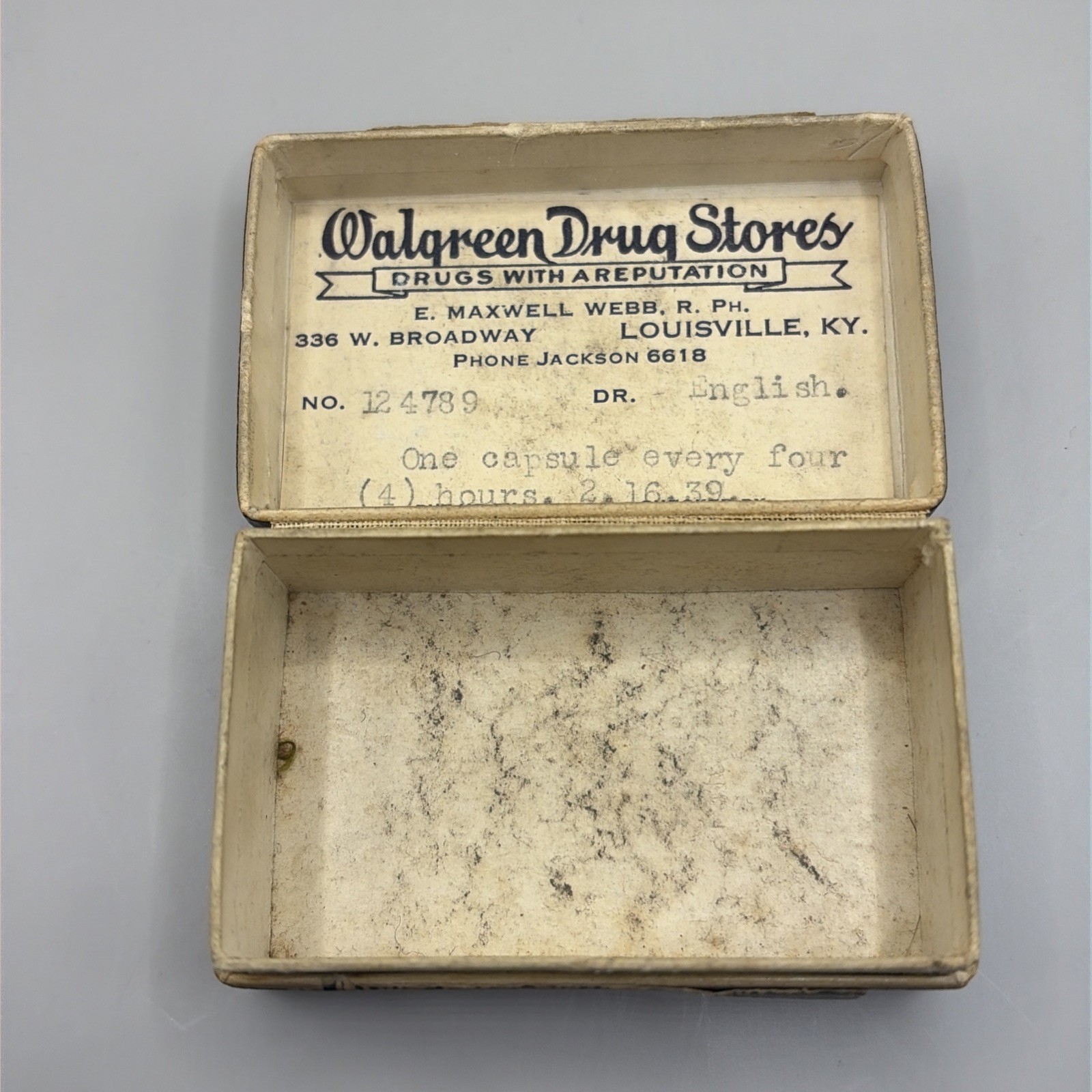 1939 Walgreen Drug Stores Pharmacy Medicine Box