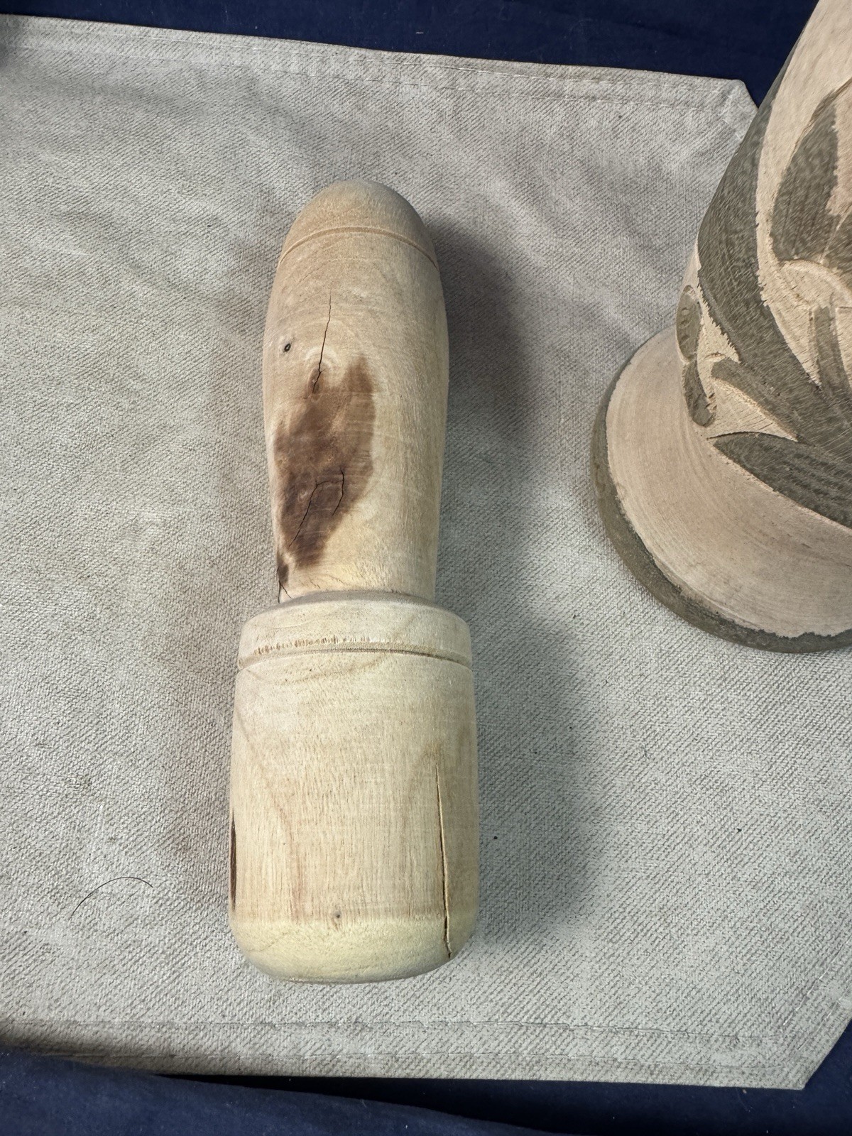 Hand Carved/Painted Wood Mortar And Pestle Apothecary Grinder 6.5″ and 8” Tall