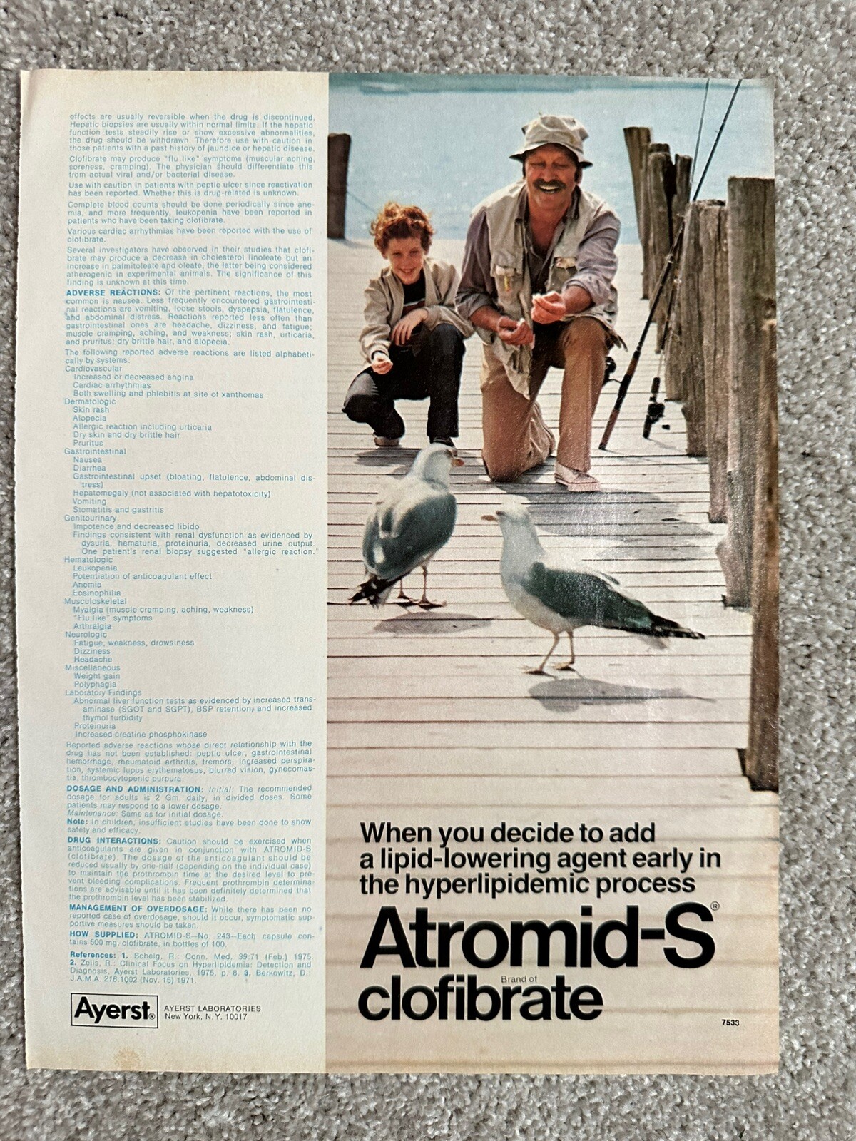 Vintage Atromid-S Pharmaceutical Single Page Magazine Advertisement