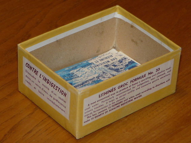 Vintage LITHINES Groc Formule No. 33 – Vintage Medicinal Water Bag Empty Box