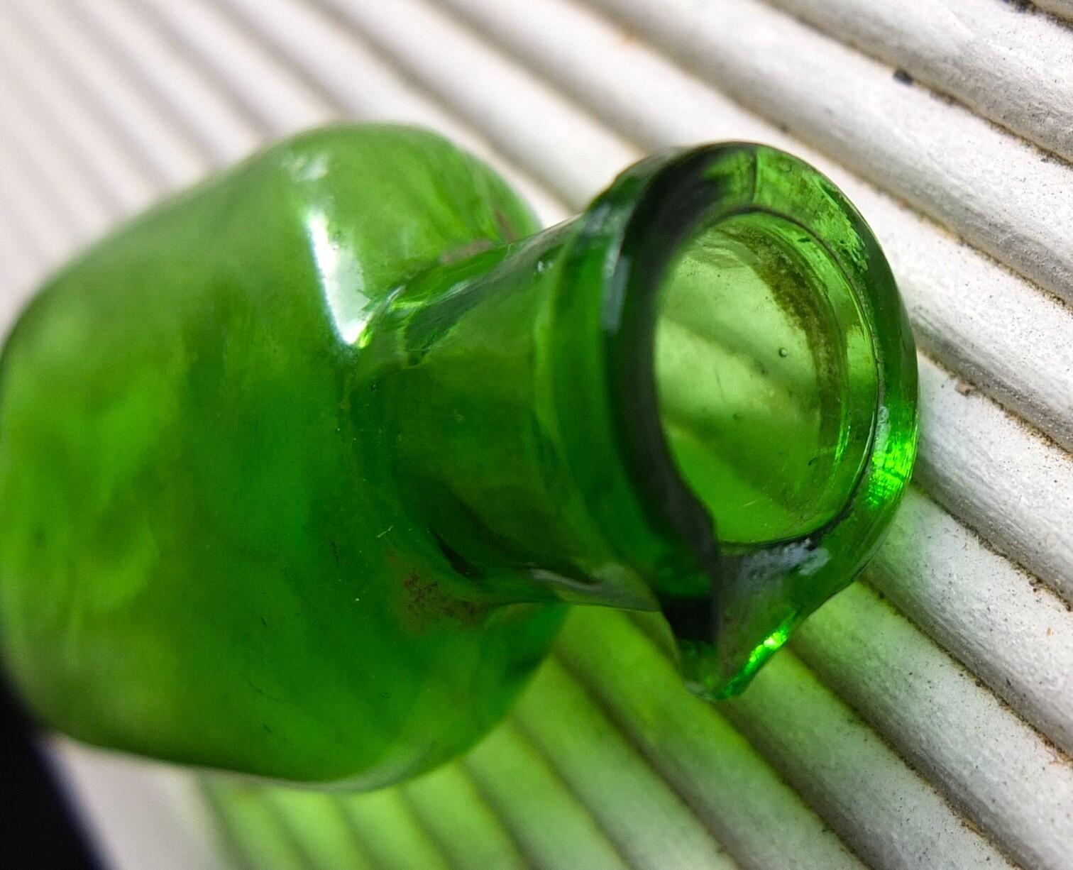 Vintage Green Glass Small Bootle