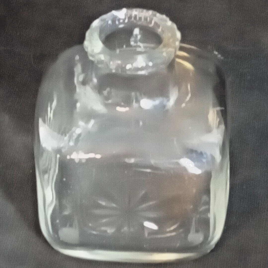 Vintage Lavoris Clear Glass Mouthwash Square Jar Bottle Starburst design EUC