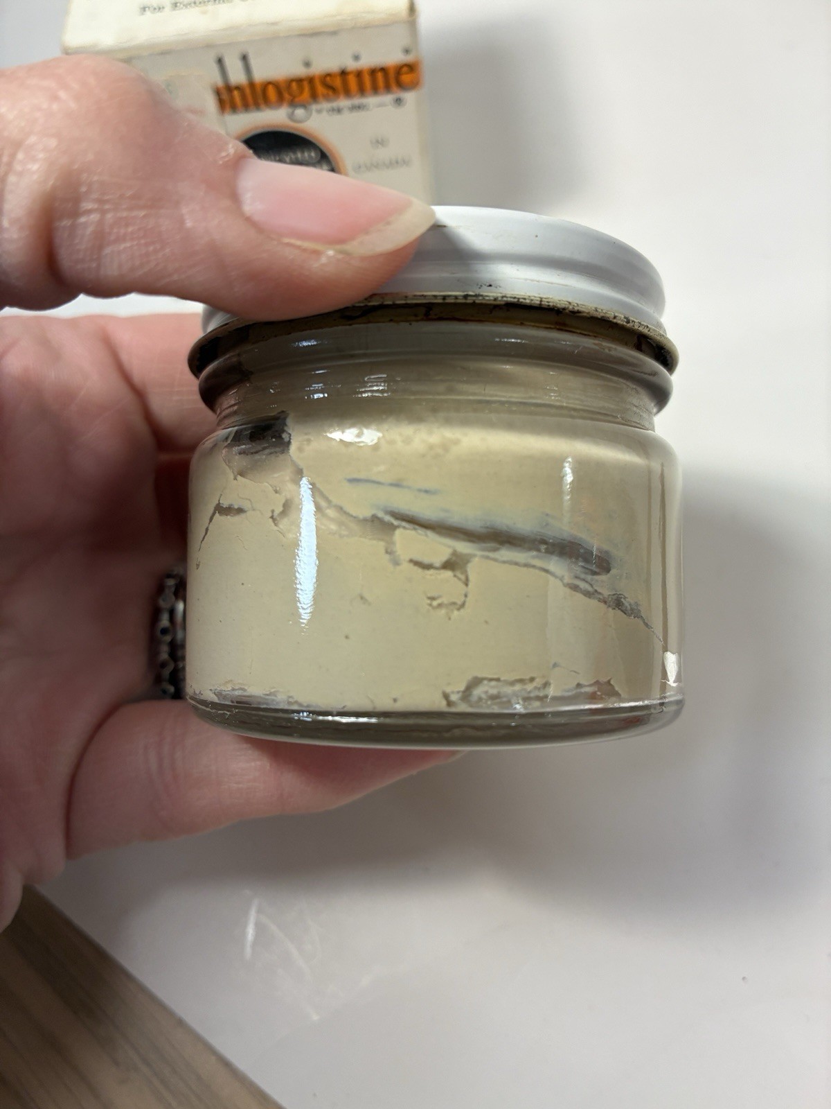 Vtg Antiphlogistine Medicated Poultice Dressing Denver Chemical Canada Glass box
