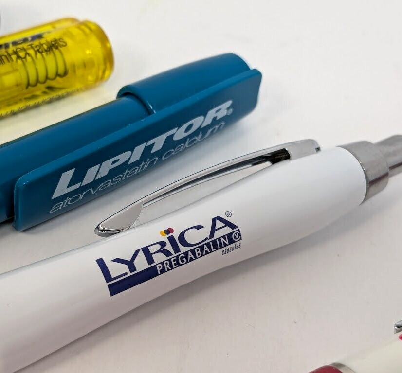 Pharmaceutical Drug Rep Pen Lot of 8 Advertising Viagra Lipitor Chantix More
