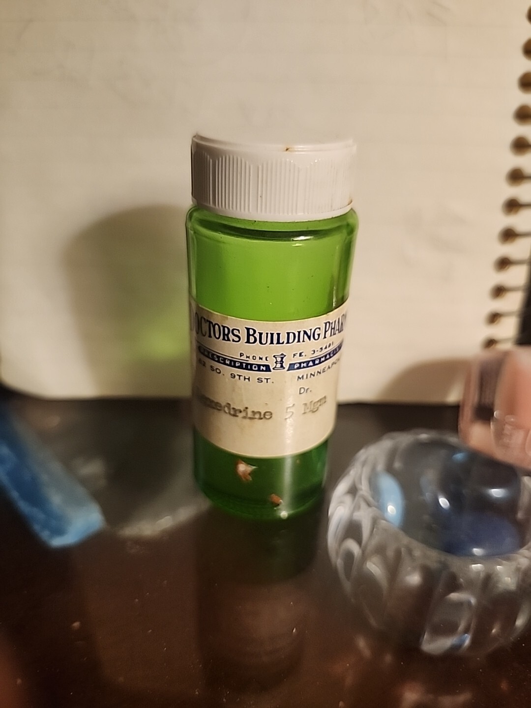 Vintage Green Glass Medicine Bottle Doctors Building Pharmacy, Minneapolis, MN