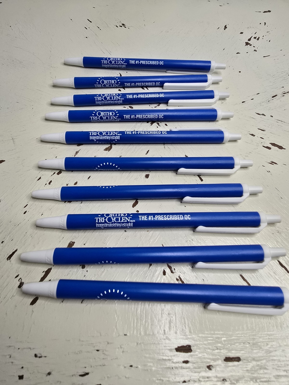Pharmaceutical Drug Rep Pen Lot Of 10 Ortho Tri-Cyclen Geodon Pepcid Plavix