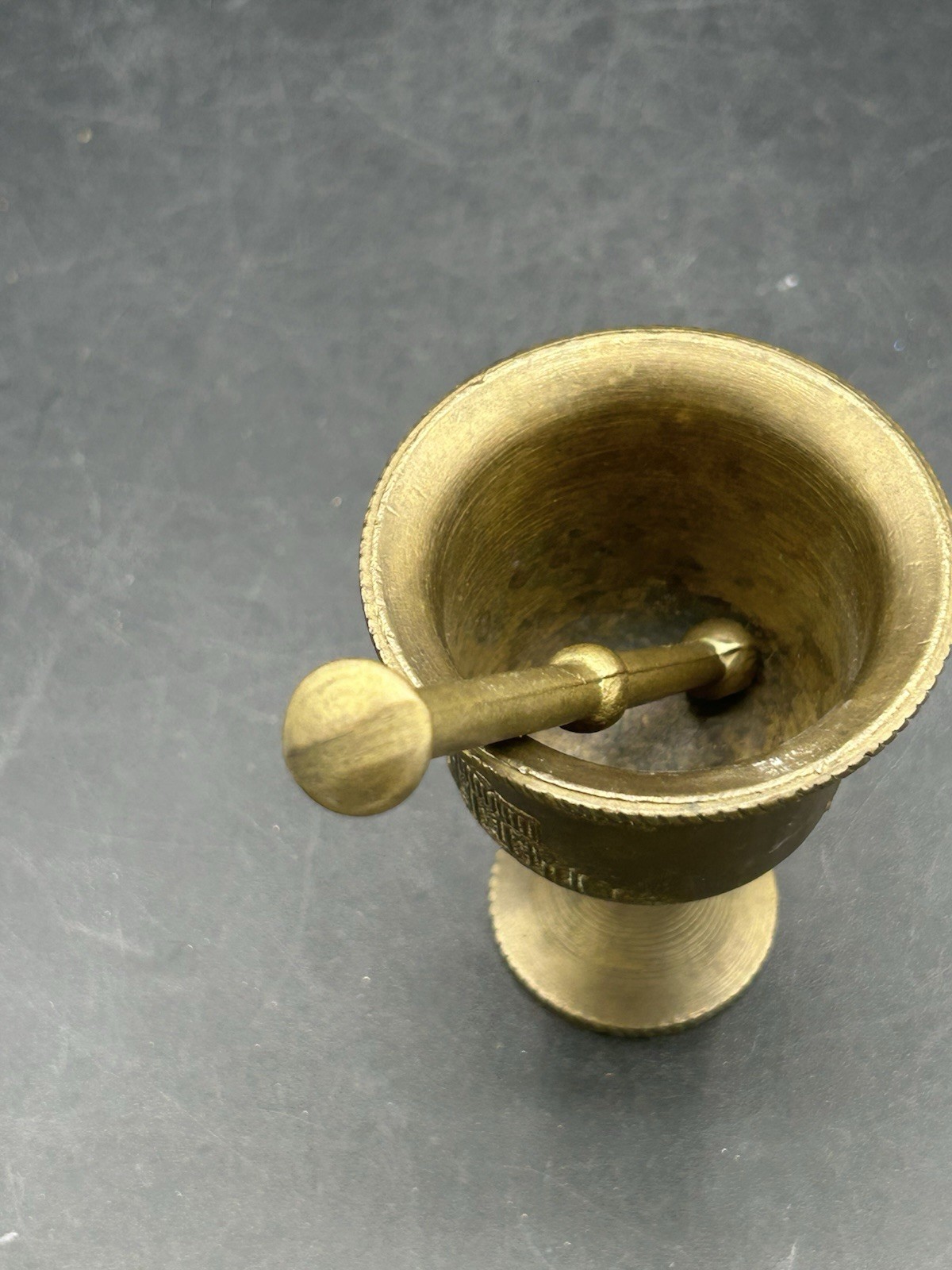 Vintage Small Brass Mortar and Pestle Set, Apothecary Parthenon Greece Design