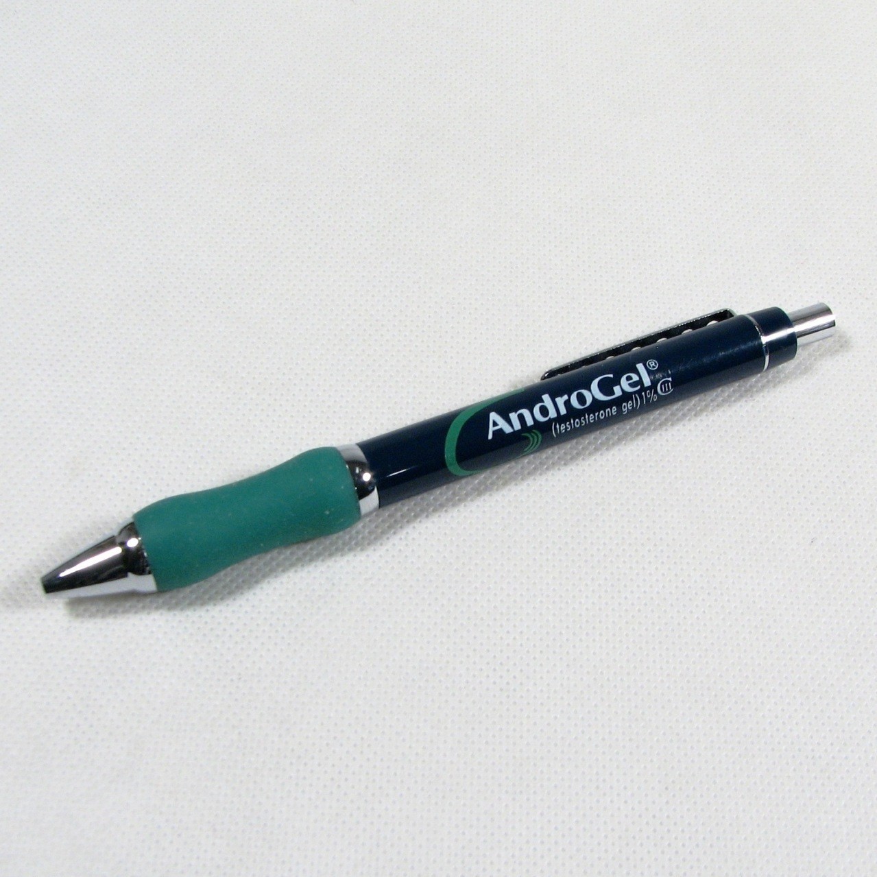 Vintage Pharmaceutical Drug Rep Pen Androgel Ball Point Metal Soft Grip Works