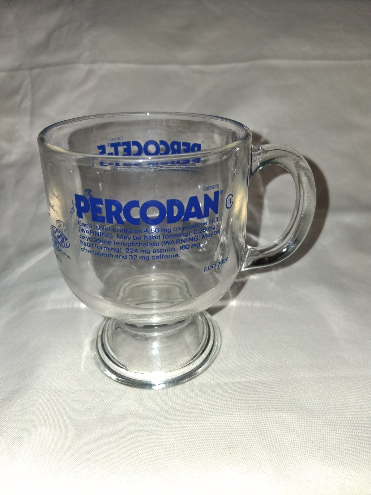 Rare Vintage Percocet/Percodan Footed Glass Mug