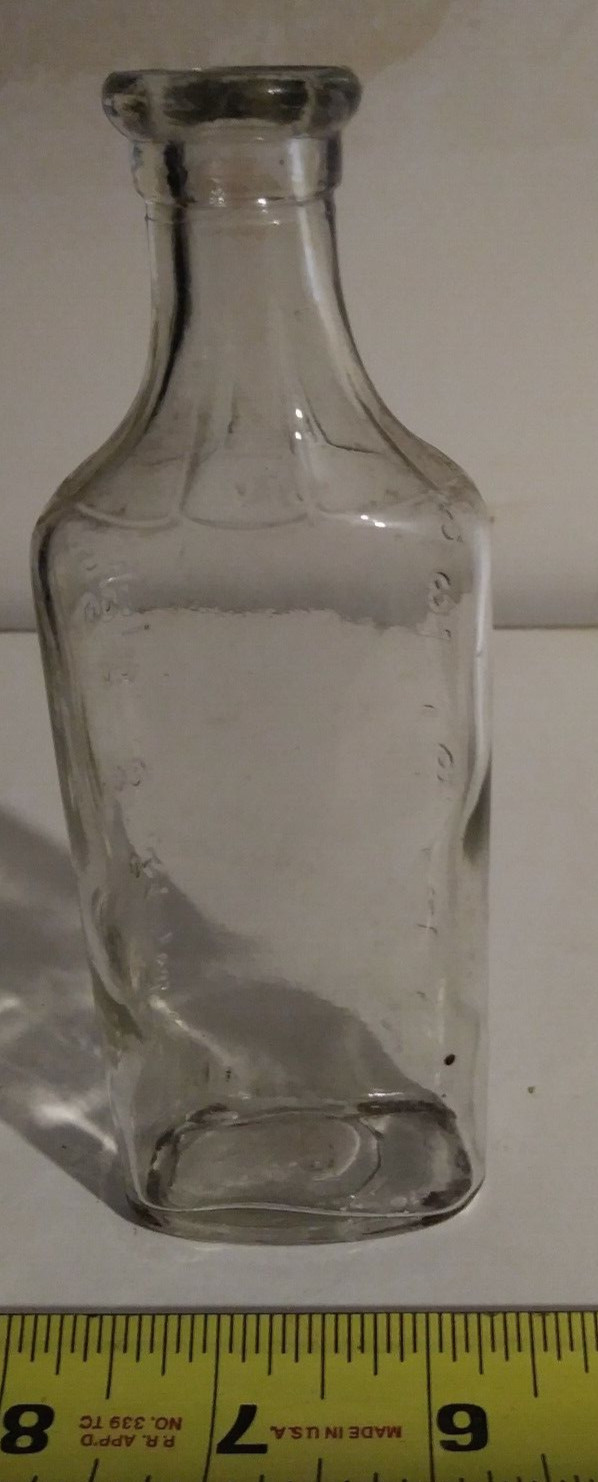 Vintage Rectangular Bottle, Clear Glass, Perfume or Pharmacy