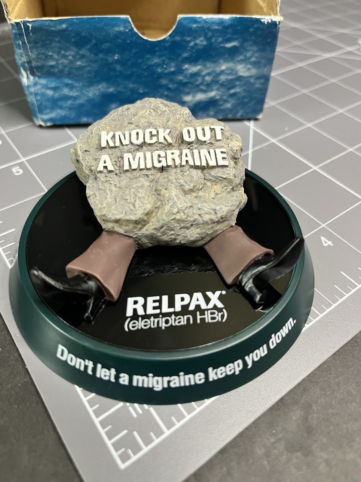 Pfizer RELPAX “Knock Out A Migraine” DRUG REP Paperweight Pharma HEADACHE Toy