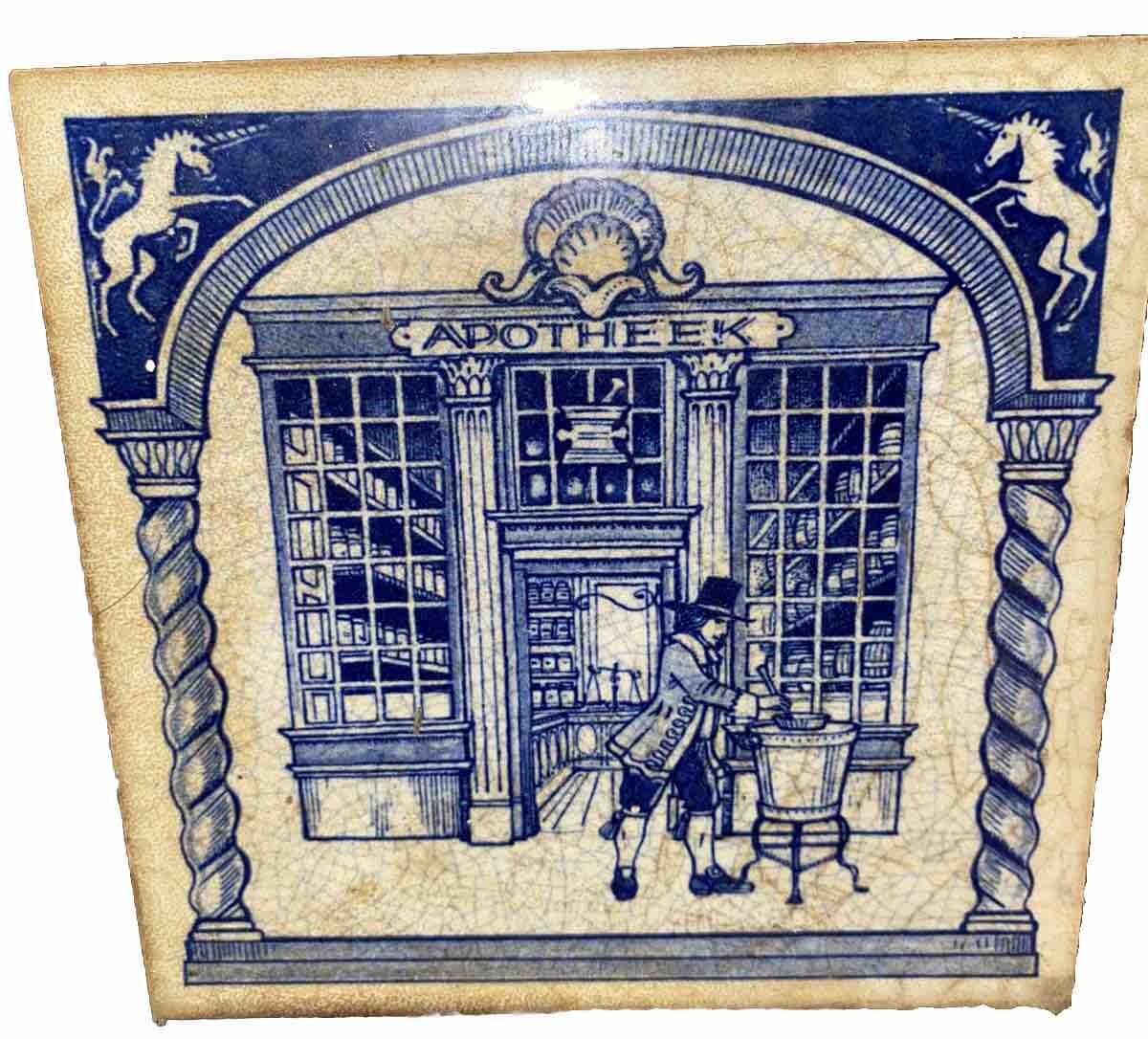 BURROUGHS WELLCOME Pharmacy Pill Tile Handmade DELFT Apothecary