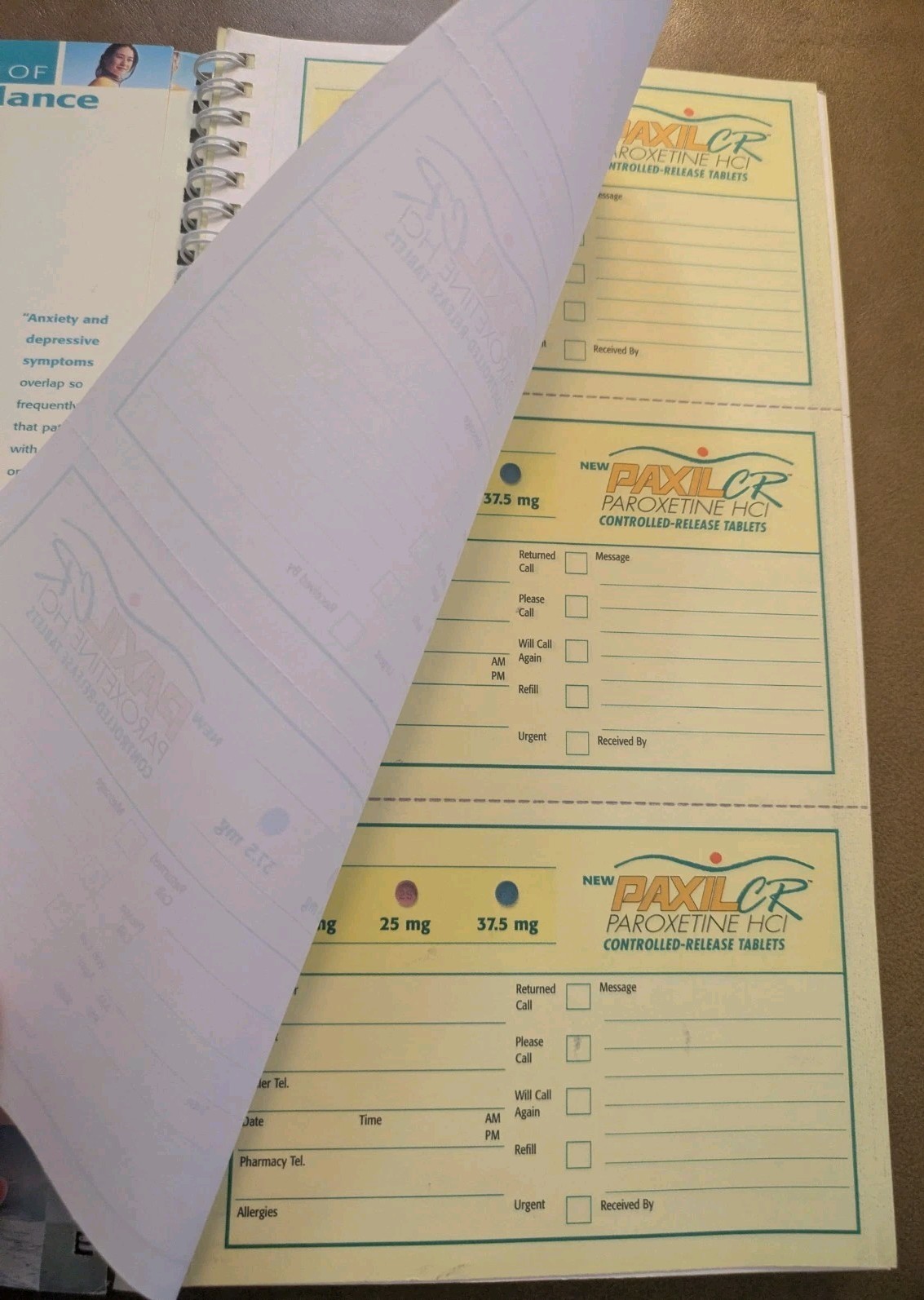 Paxil Depression/Panic Disorder Phone Message Book – Pharmaceutical Memorabilia