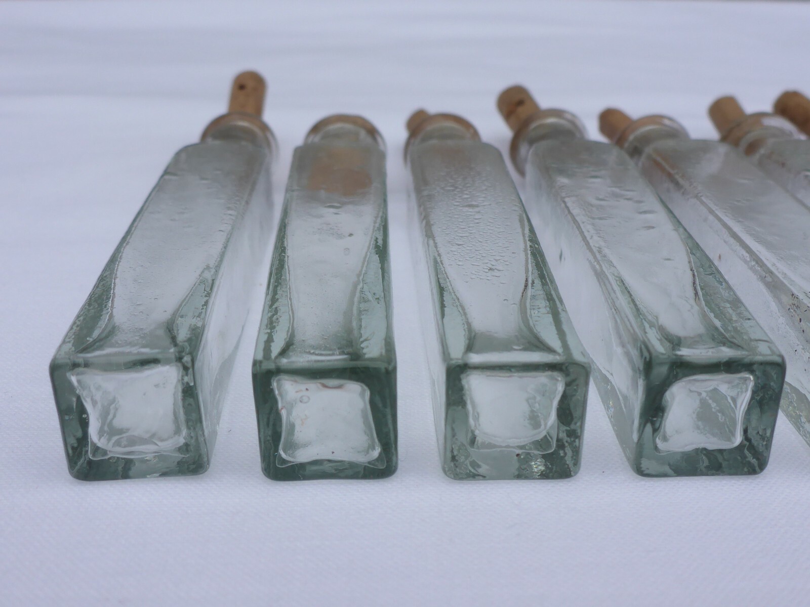 2 X Old Small Medicine Glass Pharmacy Bottle Green Long Approx. 9.5 Cm