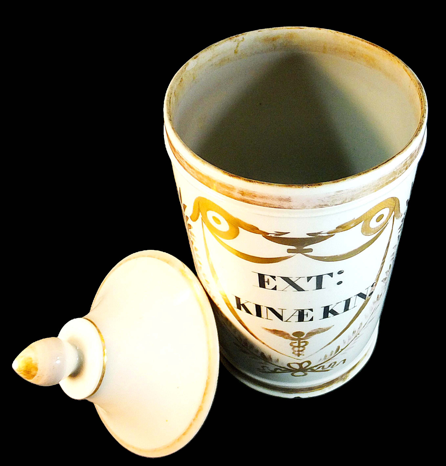 SUPERB, 18th. to EARLY 19th. CENTURY HAND PAINTED PORCELAIN APOTHECARY JAR