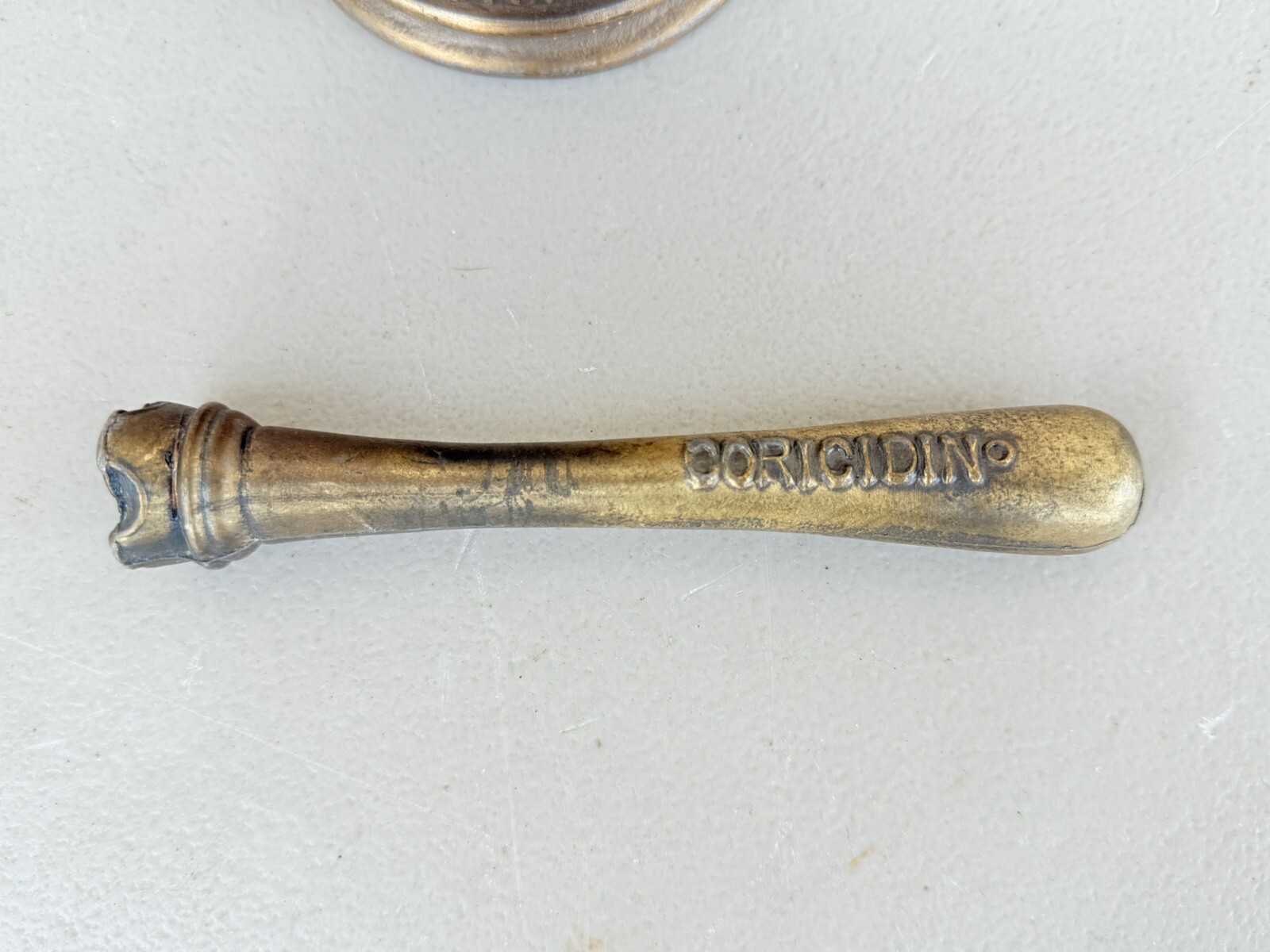 Mortar and Pestle, Metal Rx Pharmacy Apothecary Edict of 1240 Coricidin