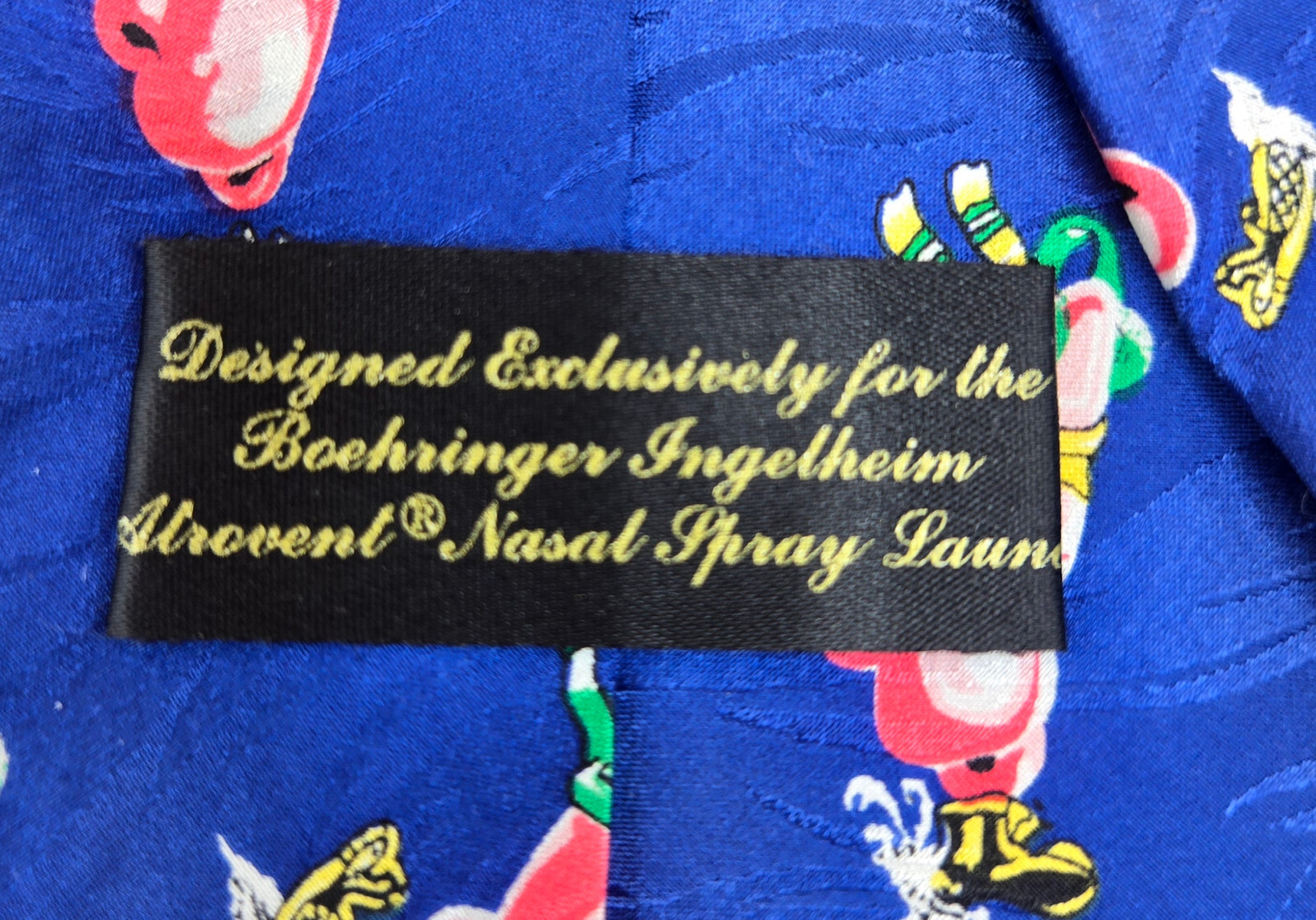 RARE Advertising Atrovent Nasal Spray -Silk Neck Tie-Running Nose-ENT Doctor EUC