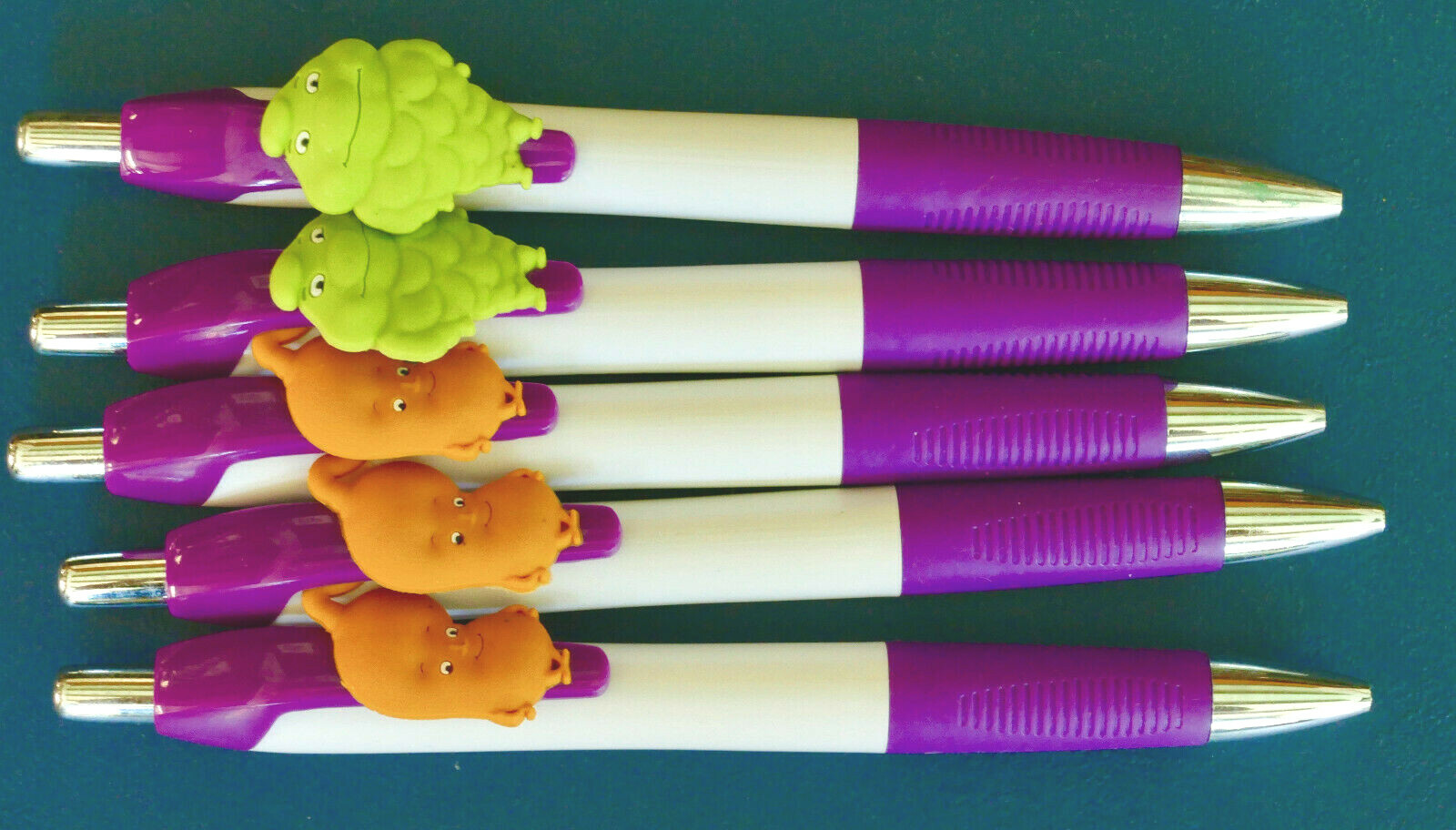 DRUG REP PENS NEW ACTOS pioglitazone CHL 5 pc Lot Purple PHARMA Green & Orange