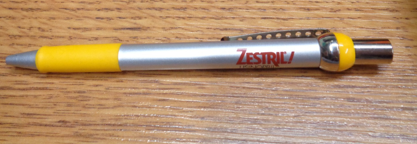 Lot/2 Pharmaceutical Drug Rep Ink Pens ZESTRIL Lisinopril ~ TESTED / WORKS!
