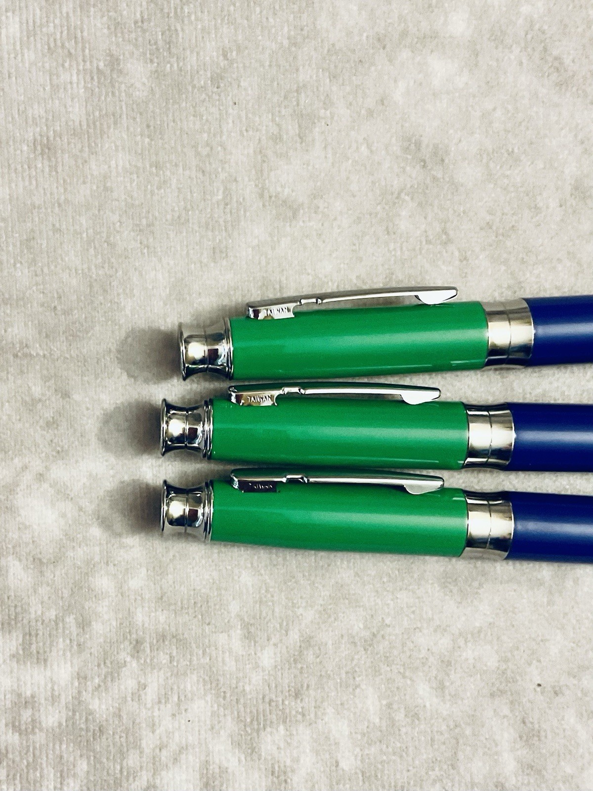 CELEBREX PHARMACEUTICAL REP PENS METAL GREEN BLUE GRIPS CHROME CLIP LOT OF 3
